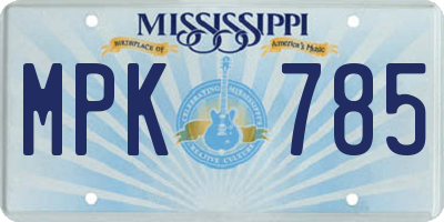 MS license plate MPK785