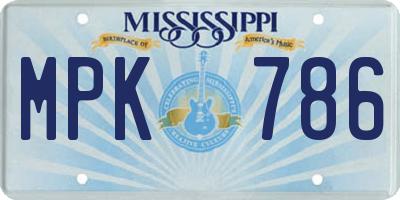 MS license plate MPK786