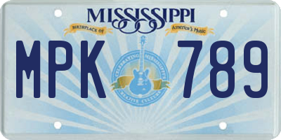 MS license plate MPK789