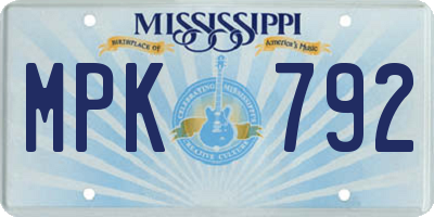 MS license plate MPK792