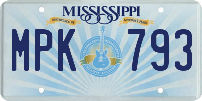 MS license plate MPK793