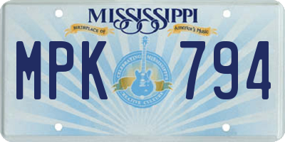 MS license plate MPK794