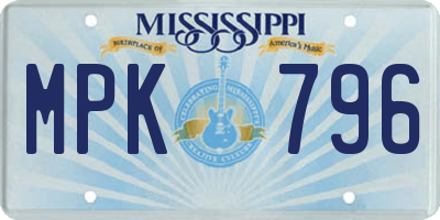 MS license plate MPK796