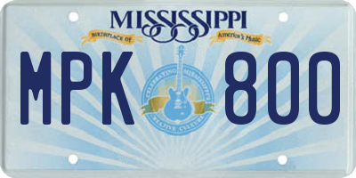 MS license plate MPK800