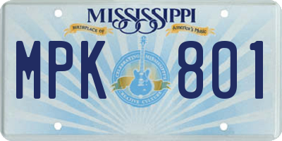MS license plate MPK801