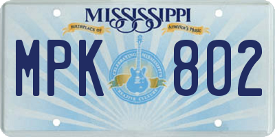 MS license plate MPK802