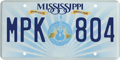 MS license plate MPK804