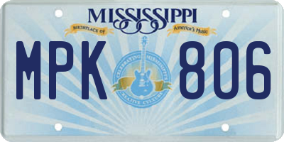 MS license plate MPK806