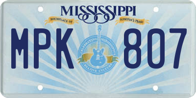 MS license plate MPK807