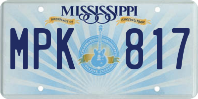 MS license plate MPK817