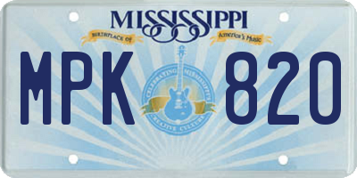 MS license plate MPK820