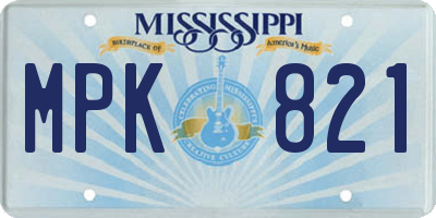 MS license plate MPK821
