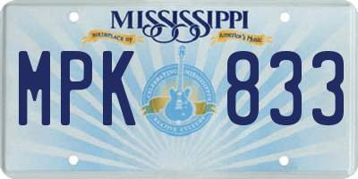 MS license plate MPK833