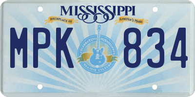 MS license plate MPK834