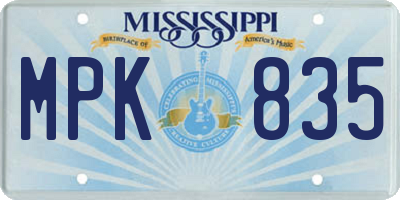 MS license plate MPK835