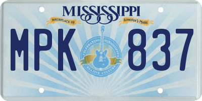 MS license plate MPK837