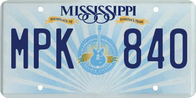MS license plate MPK840