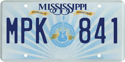 MS license plate MPK841