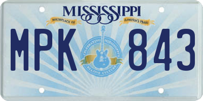 MS license plate MPK843
