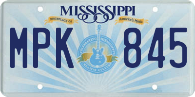 MS license plate MPK845