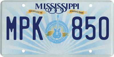 MS license plate MPK850