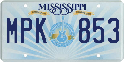 MS license plate MPK853