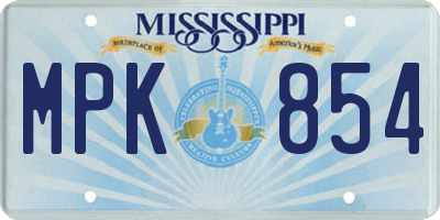 MS license plate MPK854