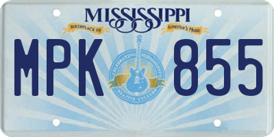MS license plate MPK855