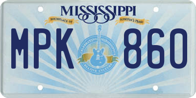 MS license plate MPK860