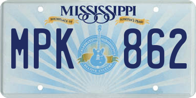 MS license plate MPK862