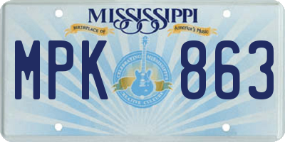 MS license plate MPK863