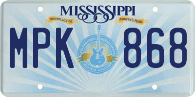 MS license plate MPK868