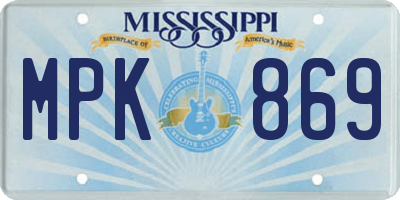 MS license plate MPK869
