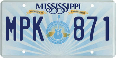 MS license plate MPK871