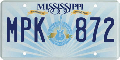 MS license plate MPK872