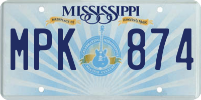 MS license plate MPK874