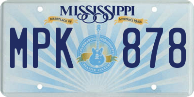 MS license plate MPK878