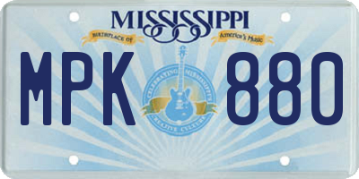 MS license plate MPK880