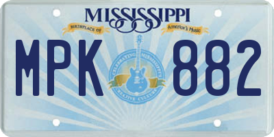 MS license plate MPK882