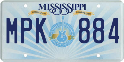 MS license plate MPK884