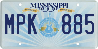 MS license plate MPK885