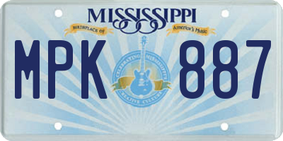 MS license plate MPK887