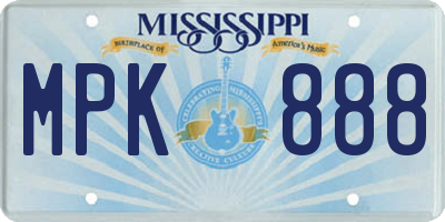 MS license plate MPK888