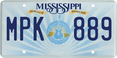 MS license plate MPK889