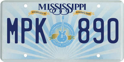 MS license plate MPK890
