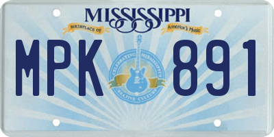 MS license plate MPK891