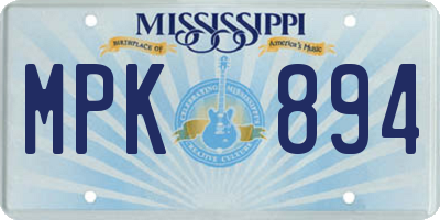 MS license plate MPK894