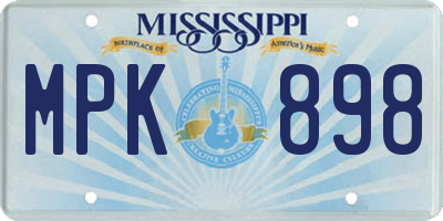 MS license plate MPK898
