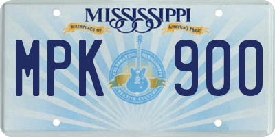 MS license plate MPK900