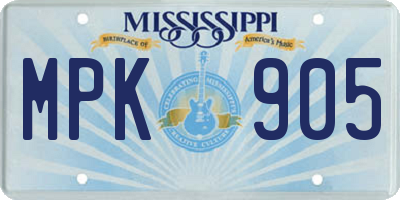 MS license plate MPK905